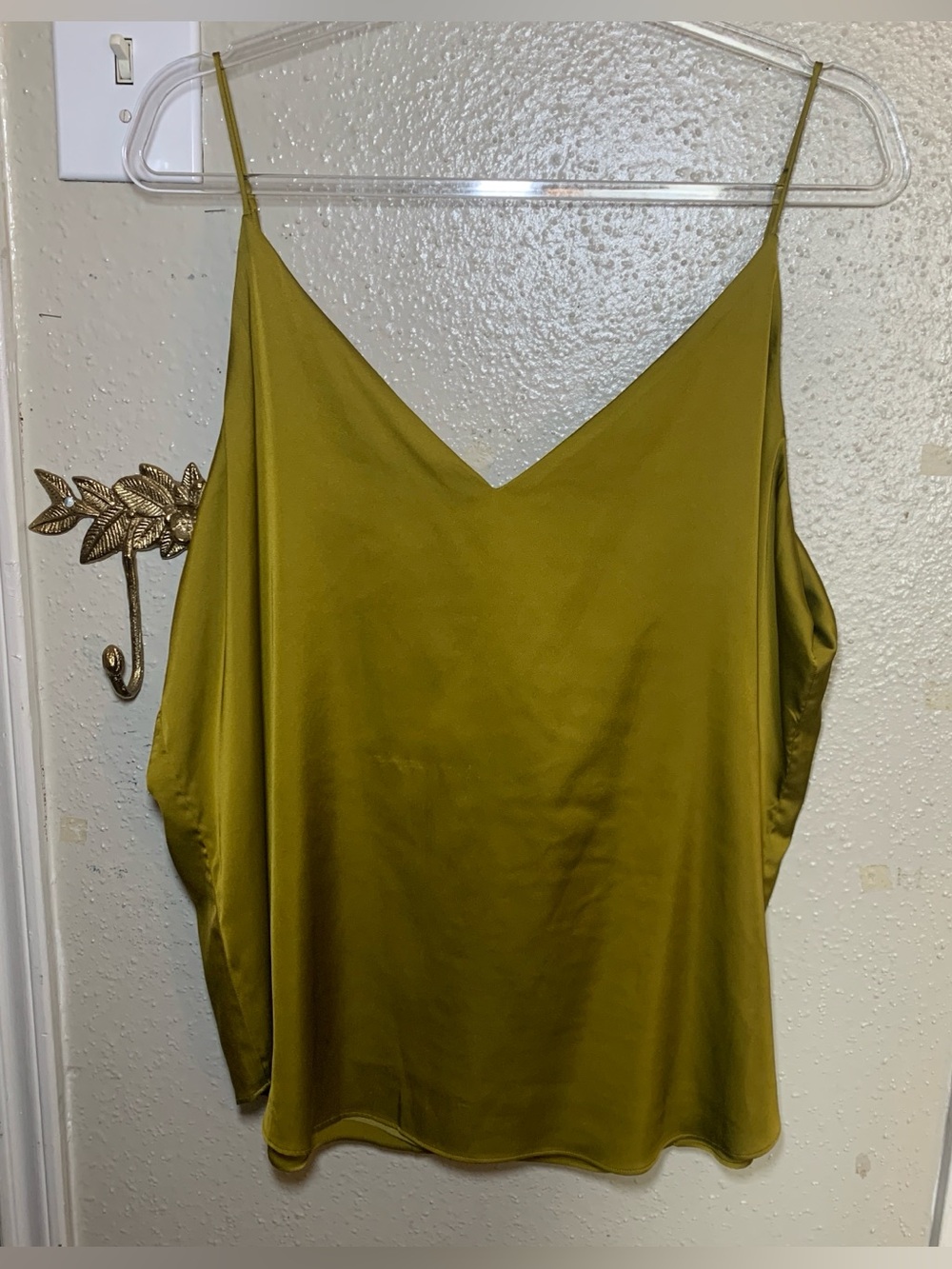 Express Olive Satin V-Neck Cami Women’s Size XL
